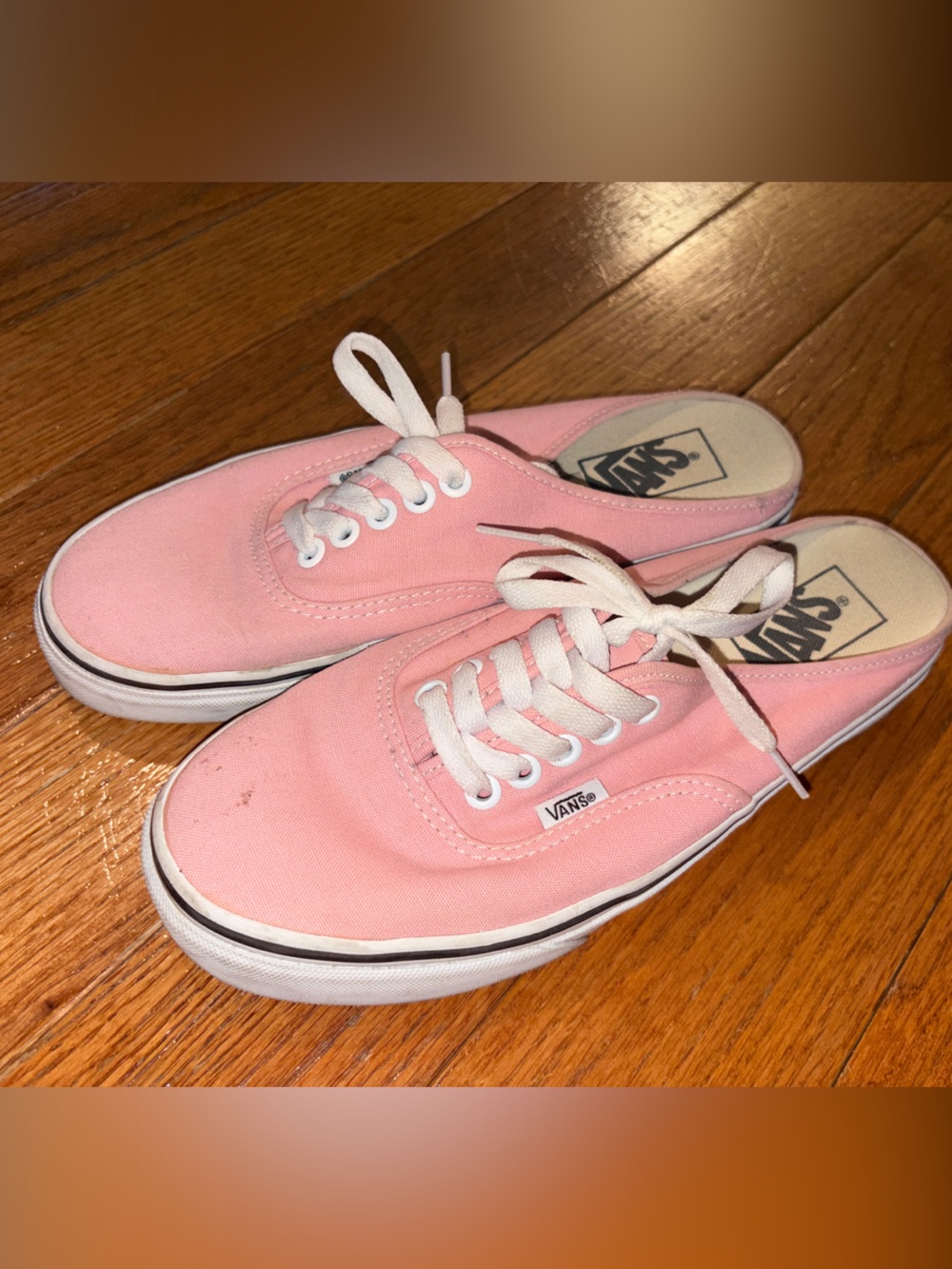 Vans Low-Top Canvas Sneakers in Light Pink and White